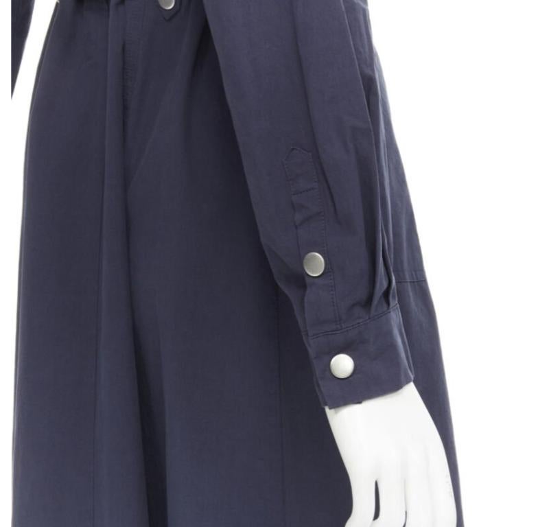 GESTUZ FlaviaGZ Sky Captain navy blue silver stud button belted dress FR36 S For Sale 2