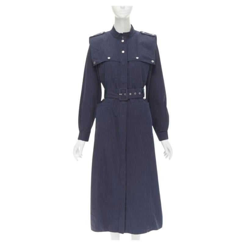 GESTUZ FlaviaGZ Sky Captain navy blue silver stud button belted dress FR36 S