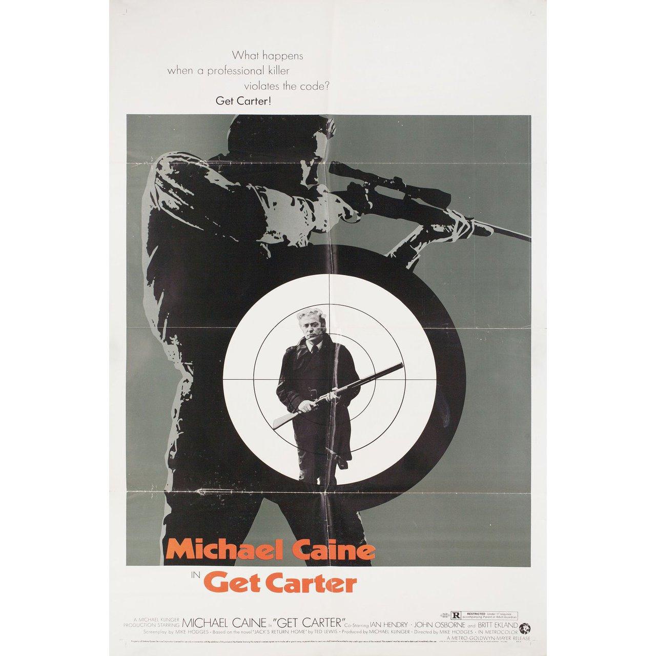 Original 1971 U.S. one sheet poster for the film Get Carter directed by Mike Hodges with Michael Caine / Ian Hendry / Britt Ekland / John Osborne. Very Good condition, folded. Many original posters were issued folded or were subsequently folded.