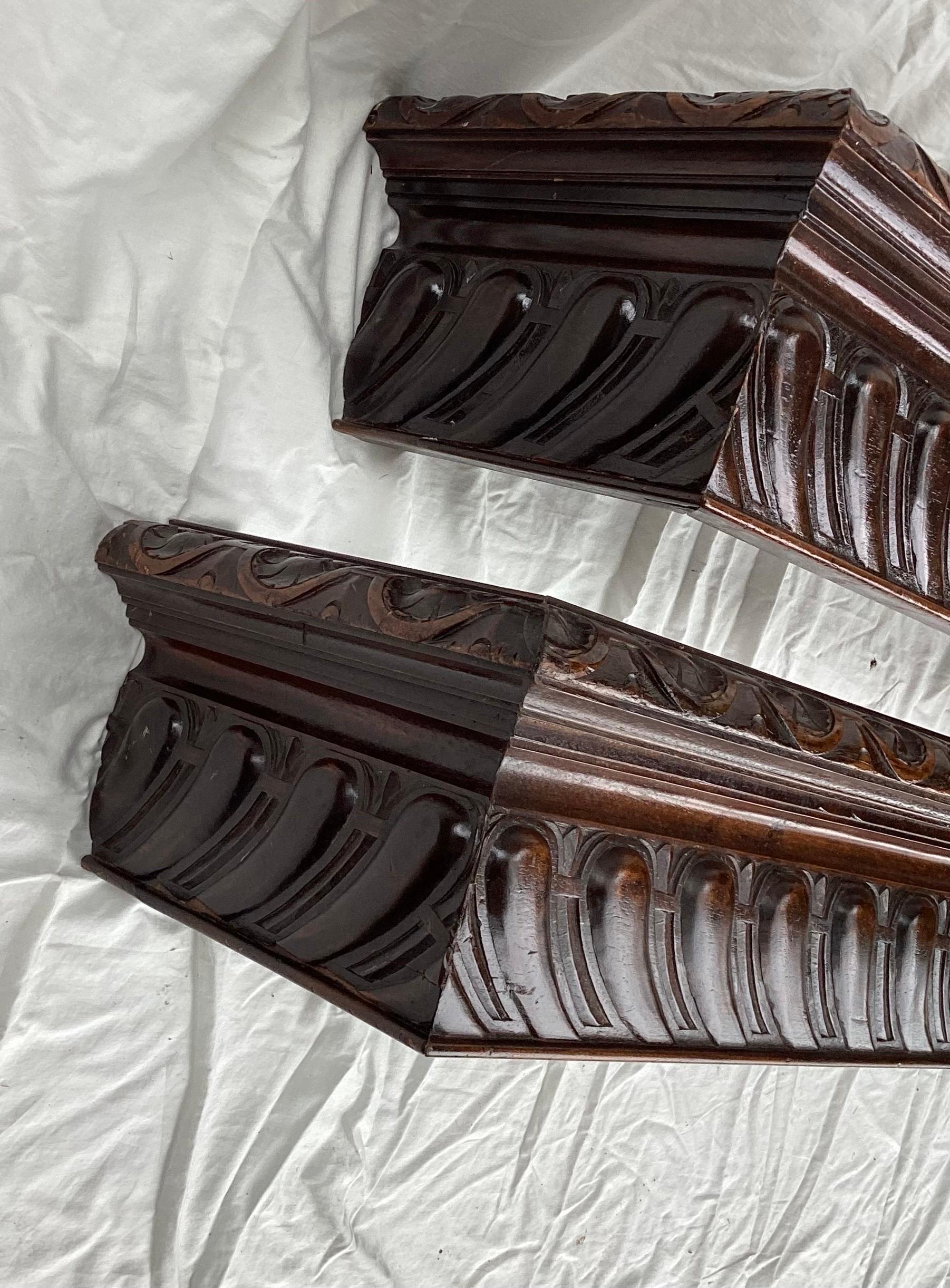 American Get Pair of Carved Wood Window Cornices or Window Valances For Sale