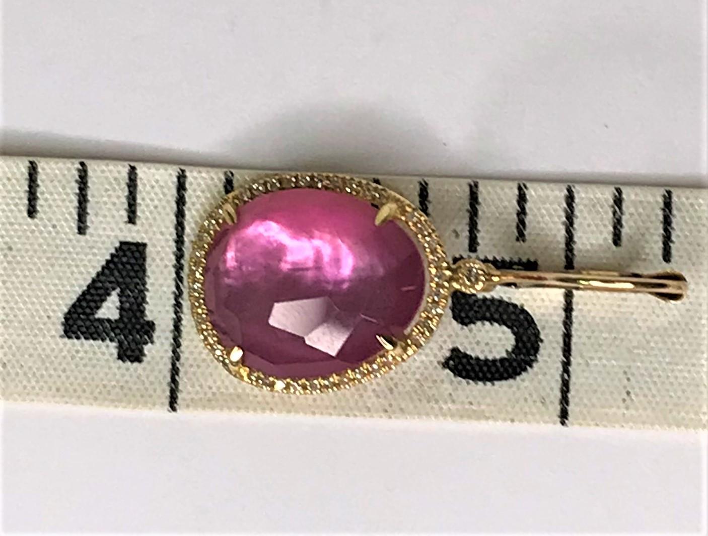Oval Cut Getana 11 Carat Pink Tourmaline & Diamond 14KY Earrings For Sale