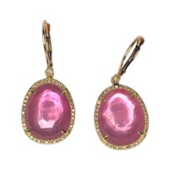 Getana 11 Carat Pink Tourmaline & Diamond 14KY Earrings