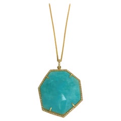 Getana 22.7ct Amazonite Diamond Pendant Necklace