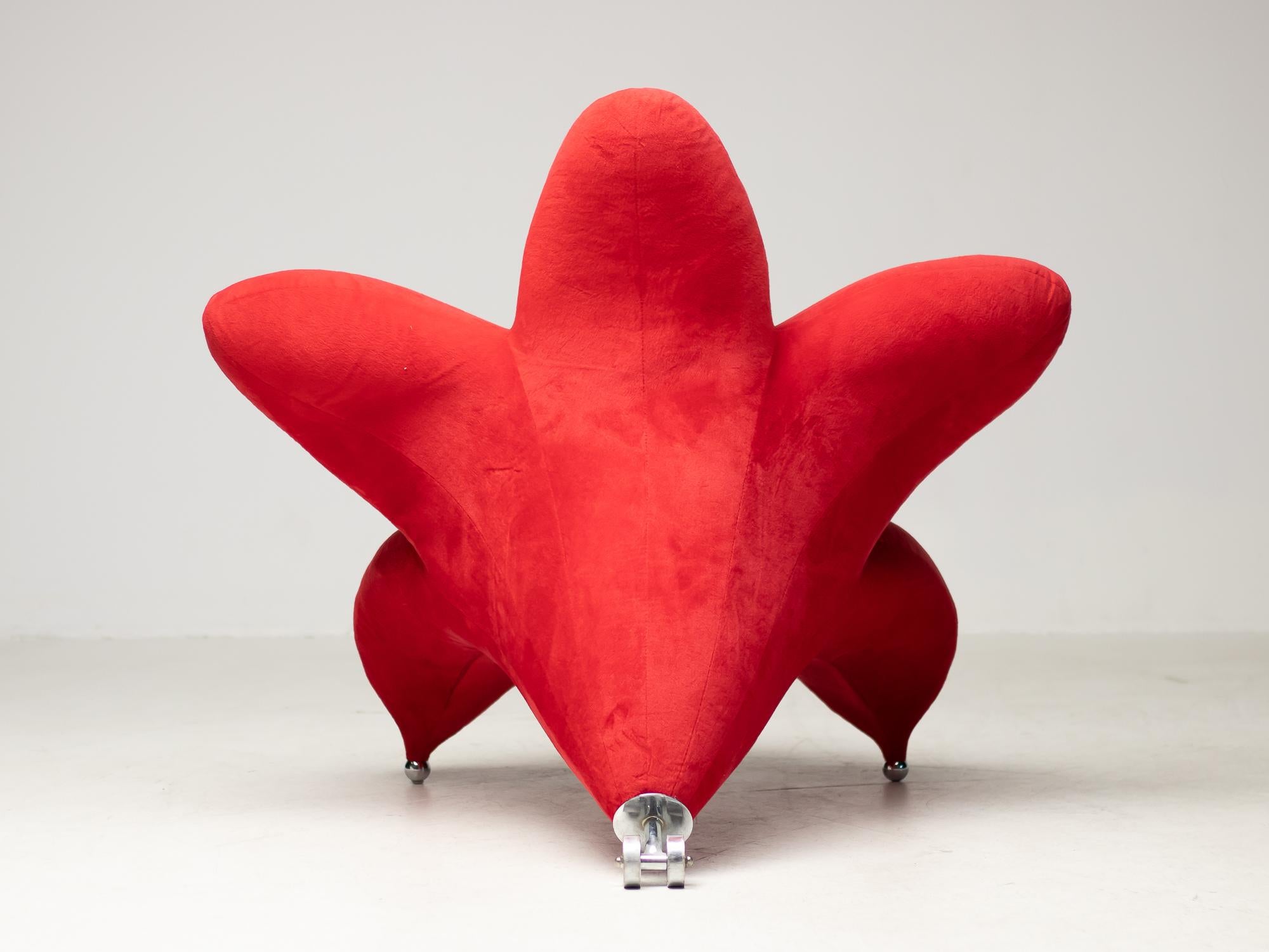 Getsuen Chair in Red Velvet by Masanori Umeda In Good Condition In Dronten, NL