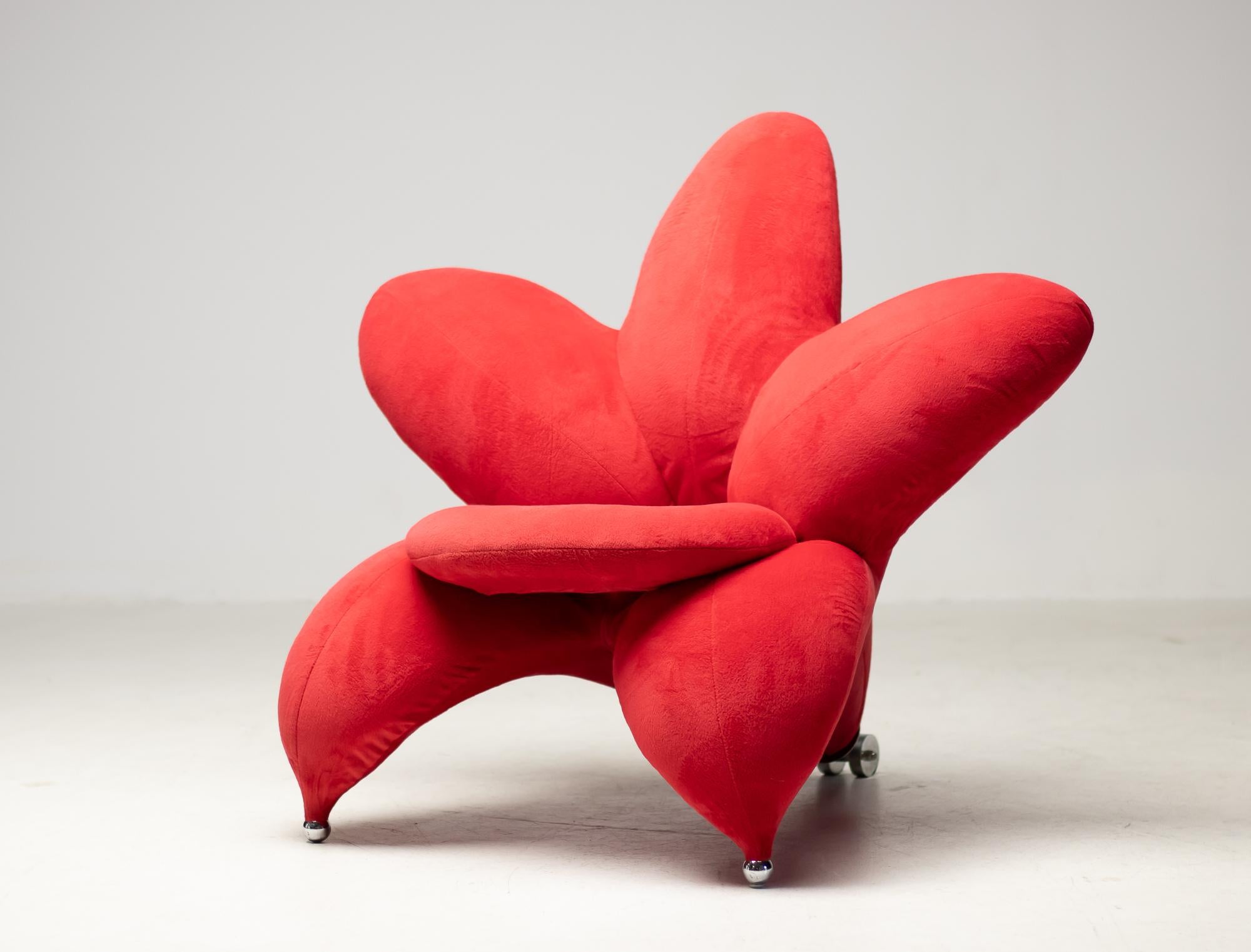 Late 20th Century Getsuen Chair in Red Velvet by Masanori Umeda