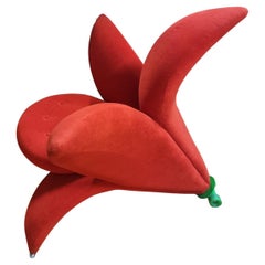 Getsuen "Lily" Chair by EDRA in Red velvet by Masanori Umeda