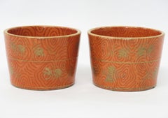 Getty Collection / Pair of Chinese Iron-Red and Gilt ''Faux Bois'' Jardineres