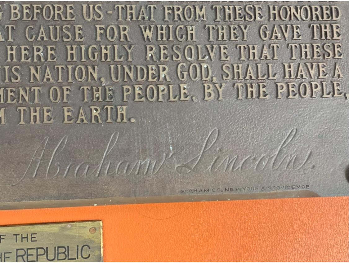 gettysburg address plaque