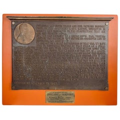 Plaque en bronze de l'Adresse de Gettysburg:: buste profilé d'Abraham Lincoln / Gorham Co.