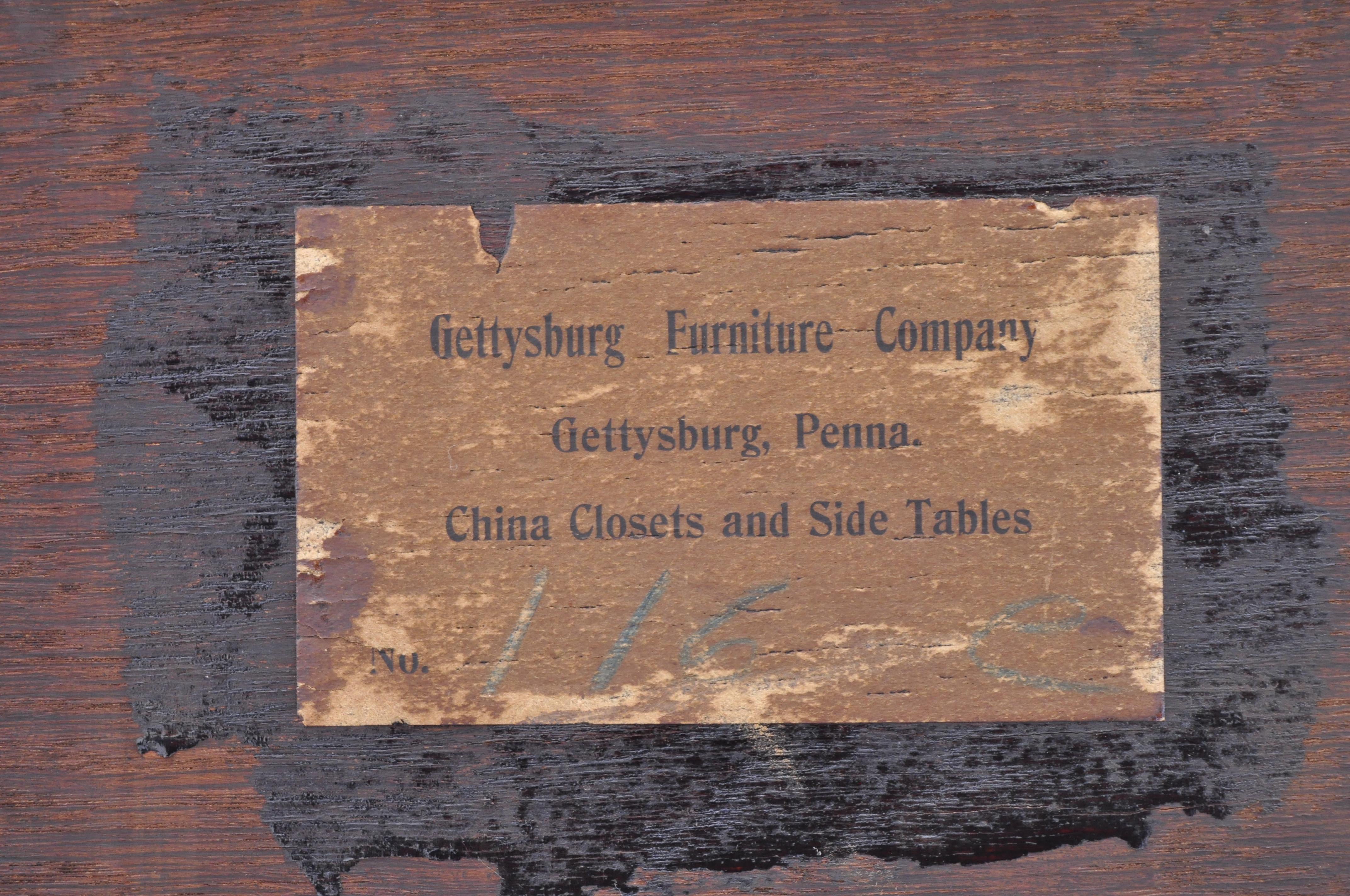 Gettysburg Furniture Empire Tiger Oak Bow Glass Paw Feet China Cabinet Curio 1