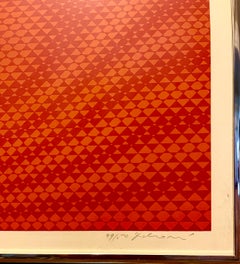 Lithographie rouge cinétique italienne vintage en sérigraphie d'art OP par Getulio Alviani