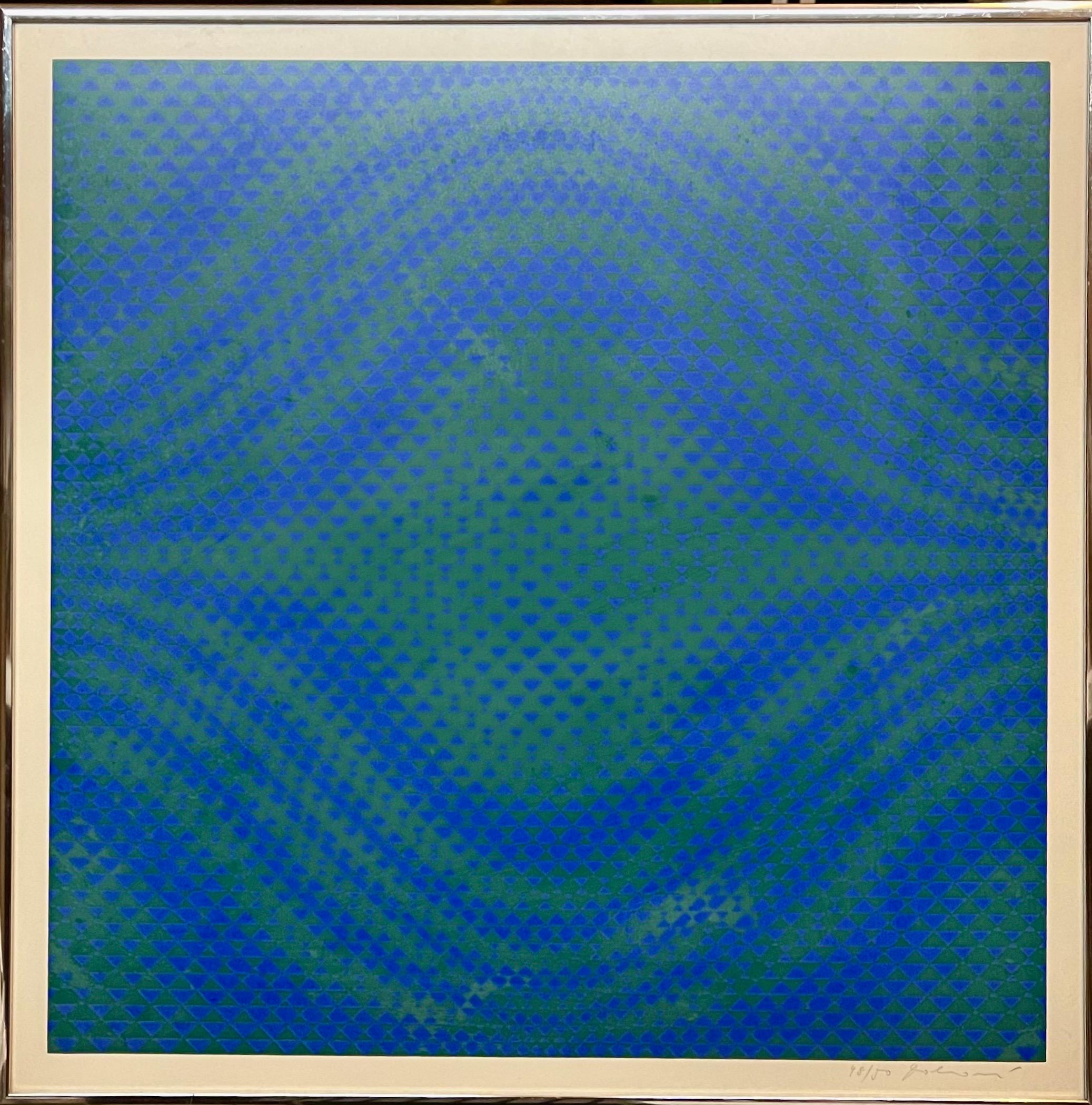 Screenprint in blue / green
Hand signed and numbered from small edition of 50
Circa 1968-1972

Getulio Alviani (1939 – 2018) was an Italian painter based in Milan, Italy. He is considered to be an important International Optical - kinetic