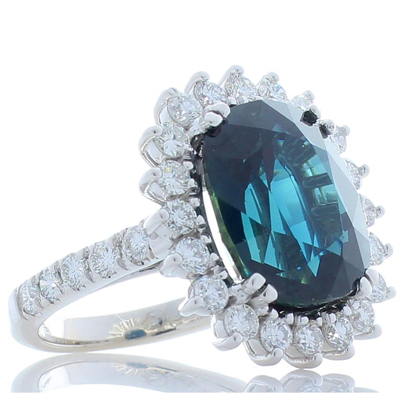 Contemporary Gubelin Certified 11.23 Carat Cushion Blue Sapphire and Diamond Cocktail Ring