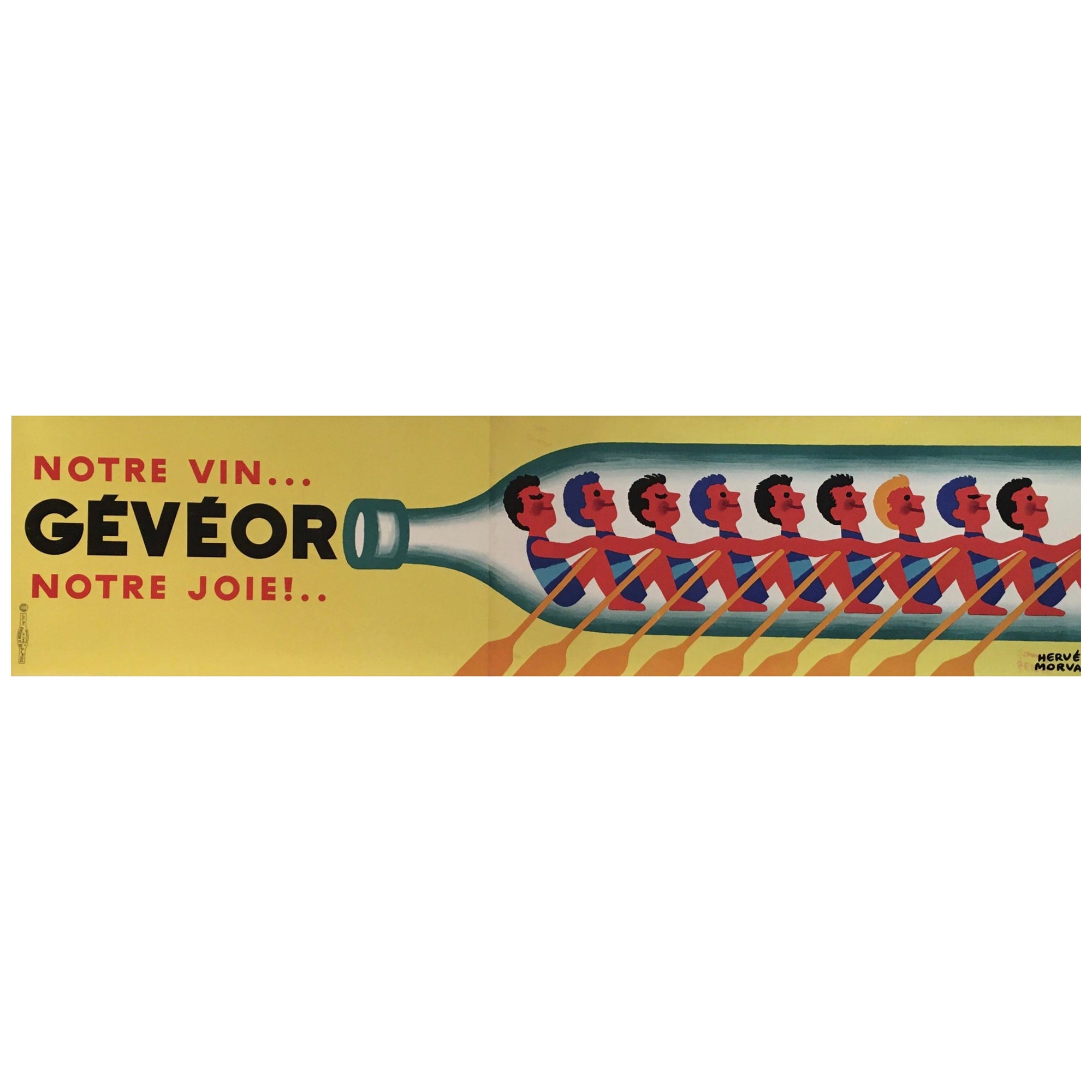 Affiche d'origine vintage « GEVEOR » représentant un bus à rames, Morvan C. 1950