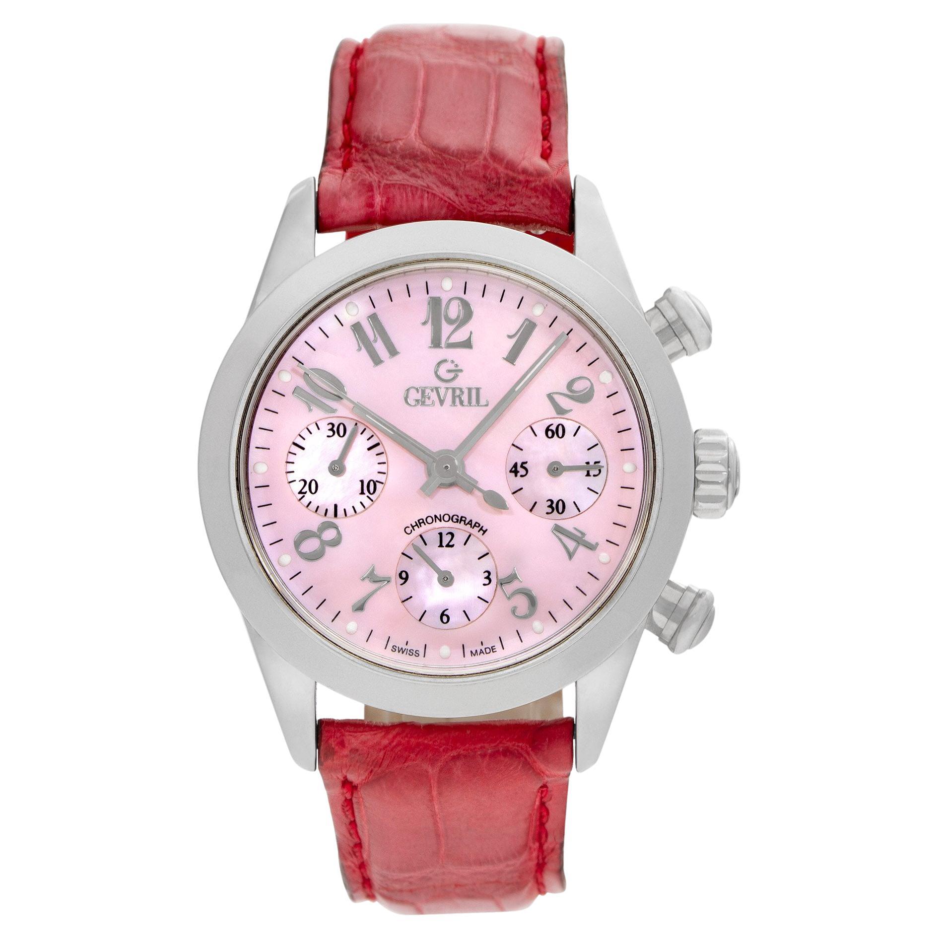 Gevril La Fayette Montre en acier inoxydable Réf. 2900, cadran en nacre