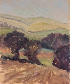 Paysage d'automne avec arbres bruns Peinture à l'huile contemporaine britannique