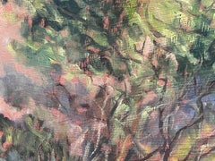 Autumnal Trees Blowing In Wind Landscape Contemporary British Oil Painting