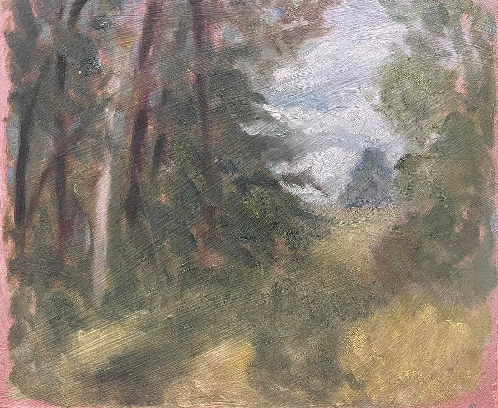 Geza Somerset-Paddon Landscape Painting - Blurred Clouds Through Gree Trees Contemporary British Oil Painting