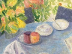 British Interior Table Scene Tea and Newspapers Contemporary Modernist Painting
