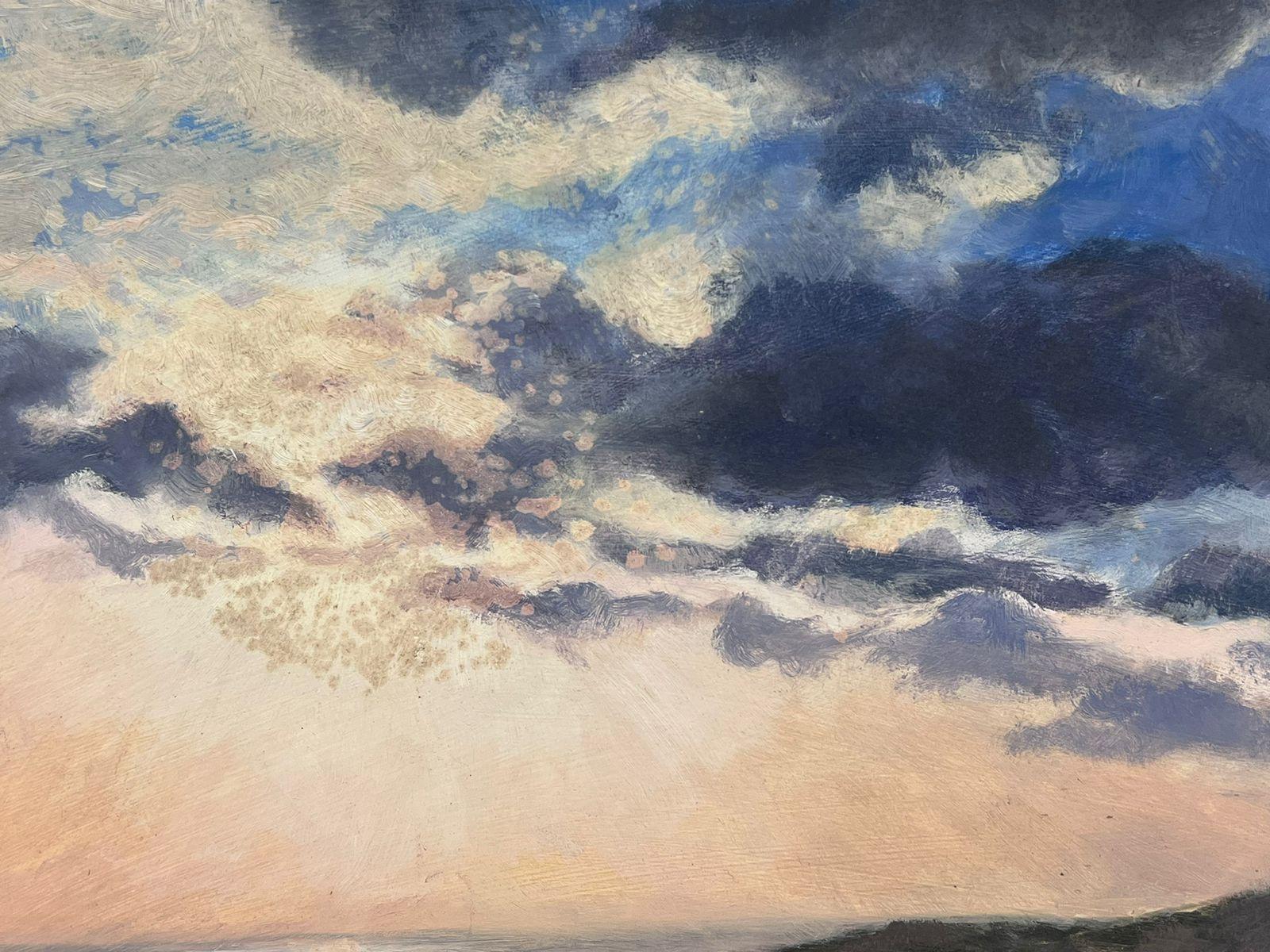Nuages sombres sur fond de mer Paysage côtier Huile impressionniste britannique  - Impressionnisme Painting par Geza Somerset-Paddon