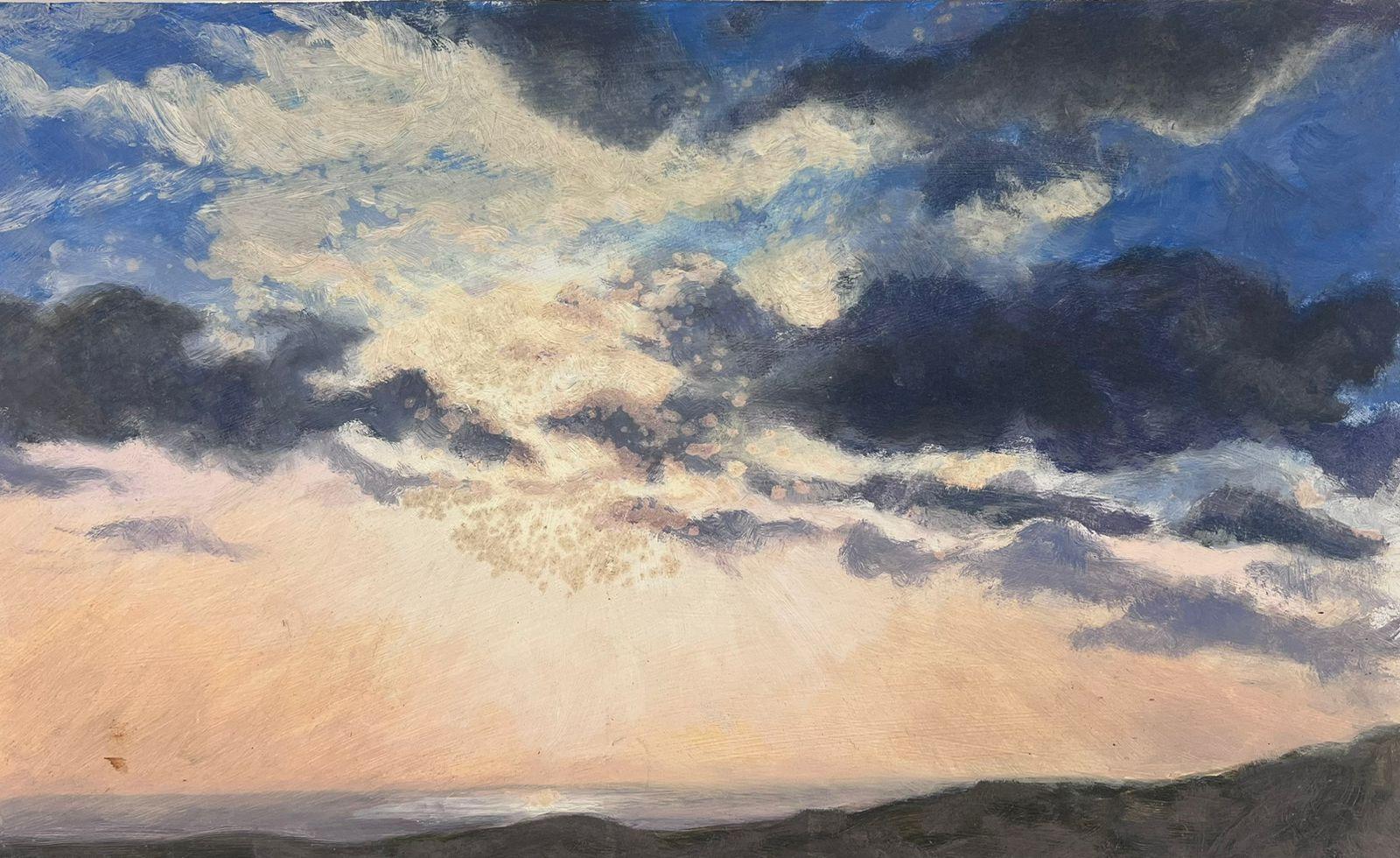 Landscape Painting Geza Somerset-Paddon - Nuages sombres sur fond de mer Paysage côtier Huile impressionniste britannique 