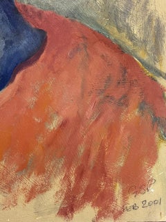 Pittura ad olio modernista britannica contemporanea Ritratto di donna in rosa