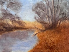 Contemporary British Oil Painting Orange Bay Along The Purple Stream