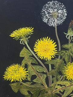 Contemporary British Oil Painting Yellow and White Dandelions