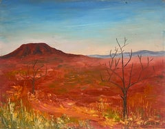 Deserted Red and Orange Desert Contemporary British Oil Painting Landscape