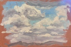 English Impressionist Oil Painting Fluffy White Clouds in the Sky