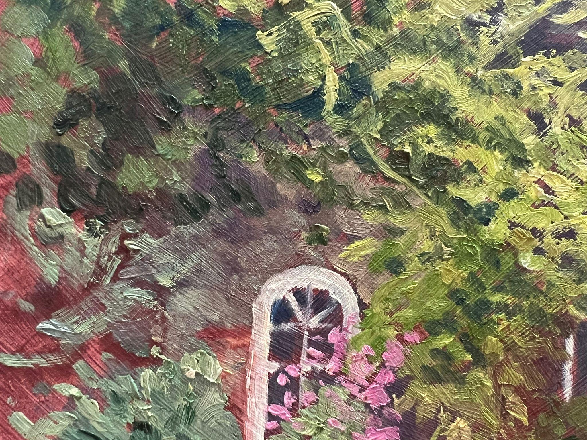 Flower Garden Window Modern British Impressionist Oil Painting For Sale 1