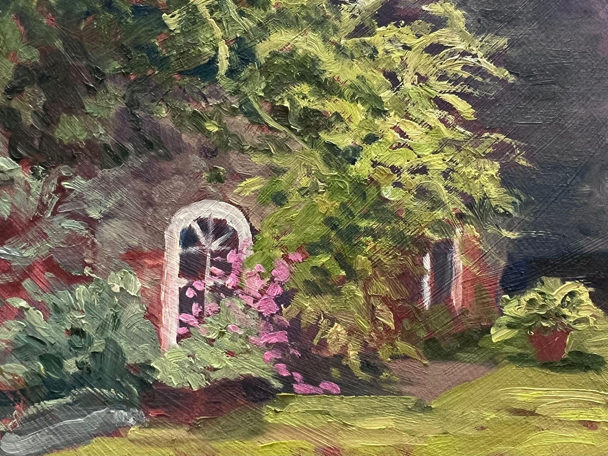 Flower Garden Window Modern British Impressionist Oil Painting For Sale 3