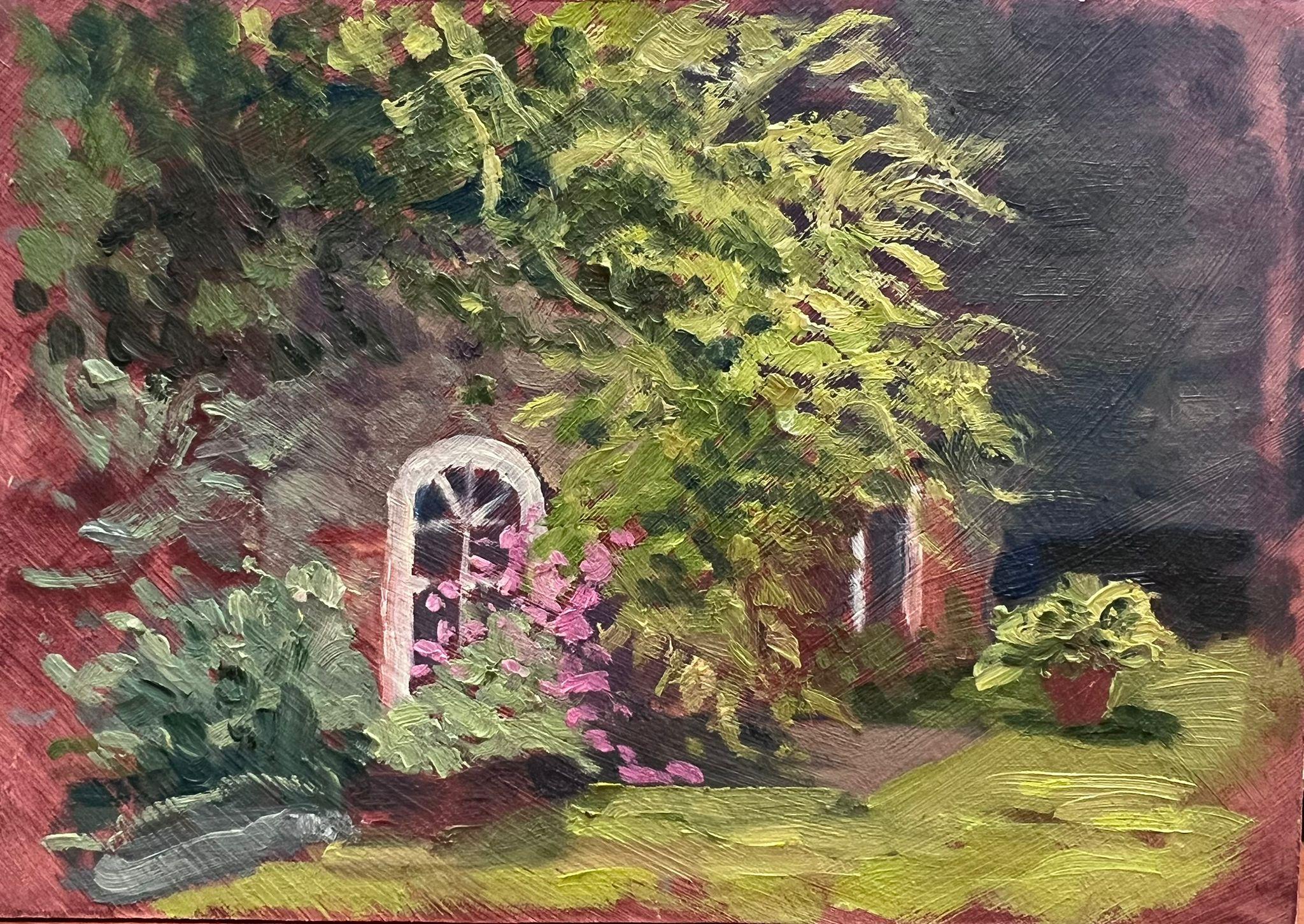Geza Somerset-Paddon Landscape Painting - Flower Garden Window Modern British Impressionist Oil Painting