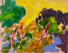 Modernist Oil Painting Trees in Landscape Fauvist Colors