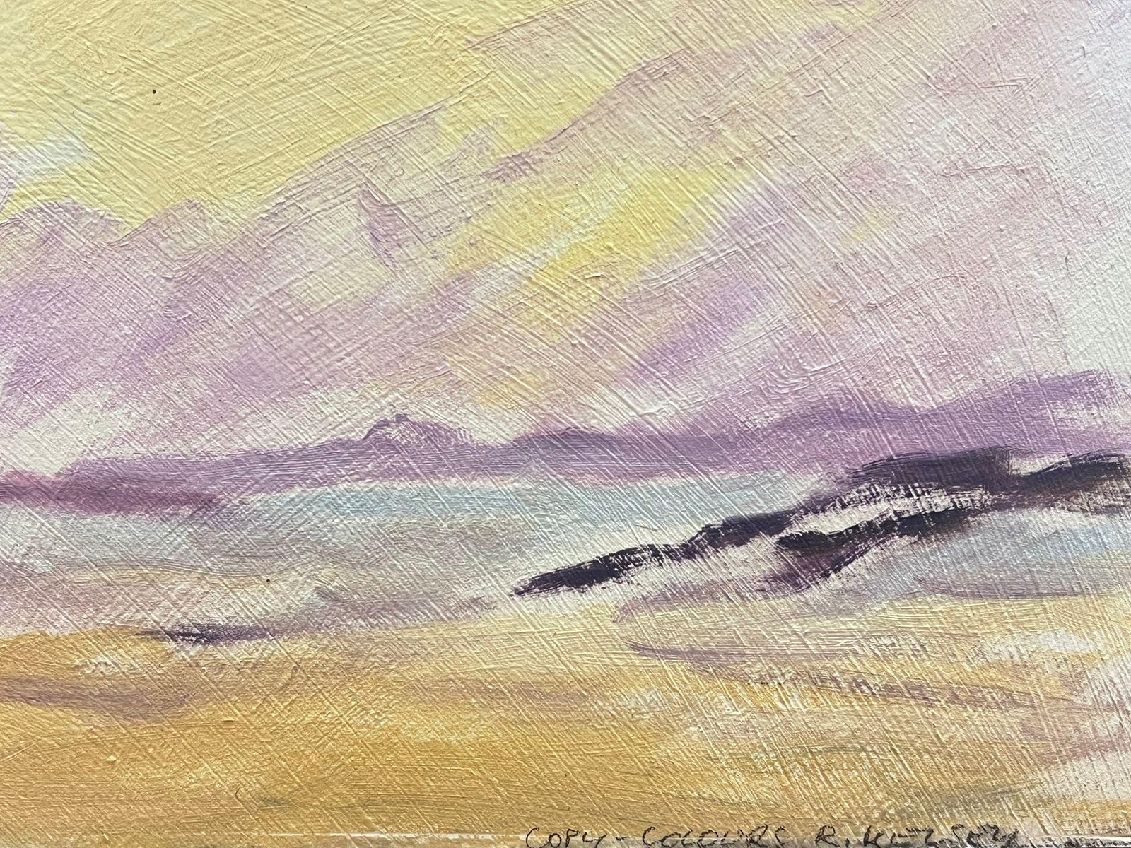 Sun Blazed Purple Sky Landscape Contemporary British Oil Painting For Sale 1