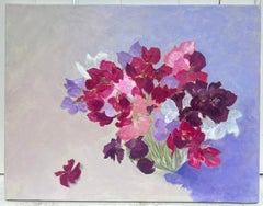 Sweet Pea Flowers Original British Impressionist Oil Painting 20th Century