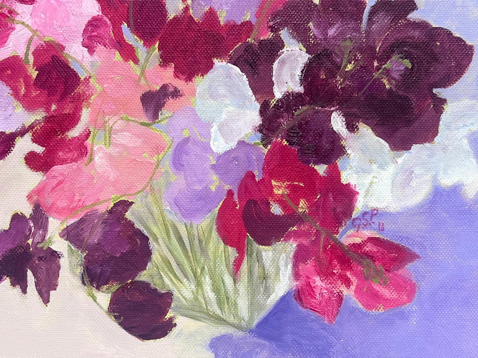 Fleurs de Sweet Pea Peinture à l'huile impressionniste britannique originale du 20e siècle - Impressionnisme Painting par Geza Somerset-Paddon