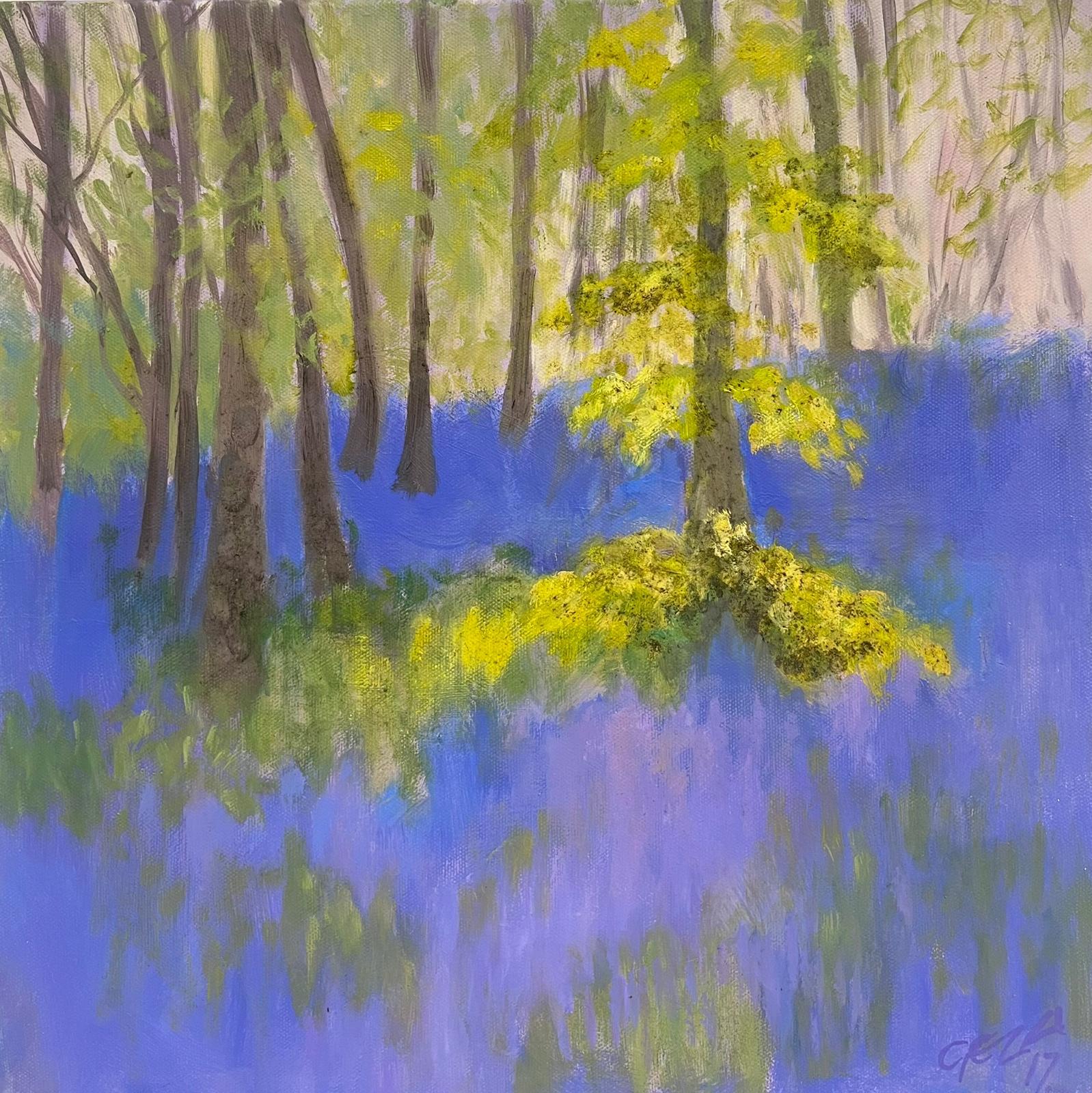 The Bluebell Wood
signed by Geza Somerset-Paddon (British contemporary)
dated 17'
oil painting on canvas , unframed
canvas: 16 x 16 inches
condition: overall very good
provenance: all the paintings we have by this artist have come from their studio