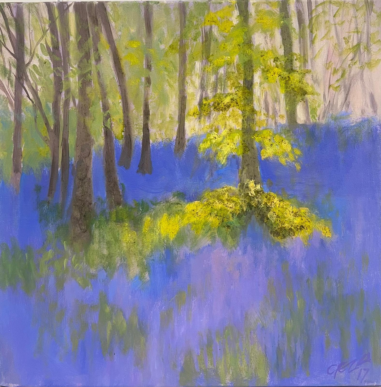 Geza Somerset-Paddon Abstract Painting - The Bluebell Wood Contemporary British Modernist Oil Painting