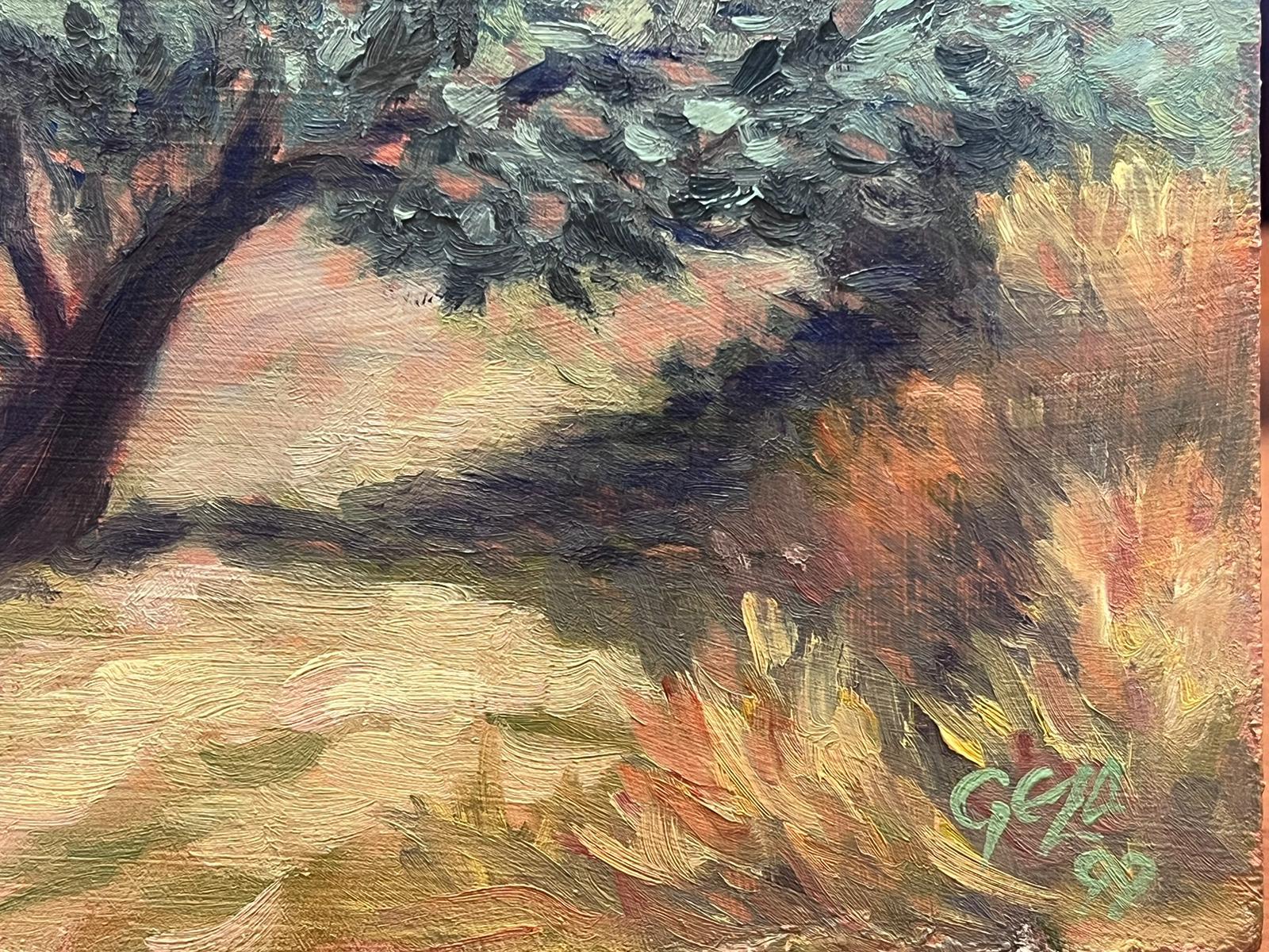 Paysage de l'olivier rustique Peinture à l'huile contemporaine britannique - Painting de Geza Somerset-Paddon
