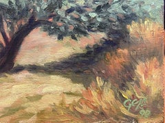 Wonky Olive Tree Landscape Contemporary British Oil Painting