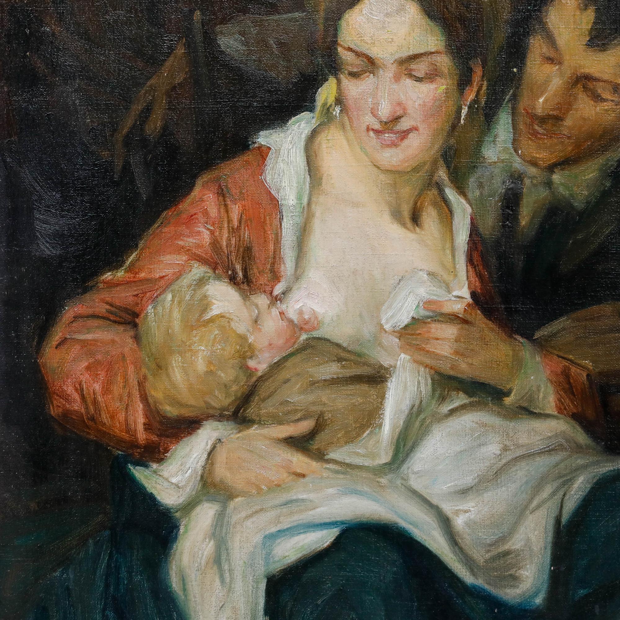Geza Udvary (1872-1932) - Anfang 20. Jahrhundert Öl, Familiäre Liebe im Angebot 3
