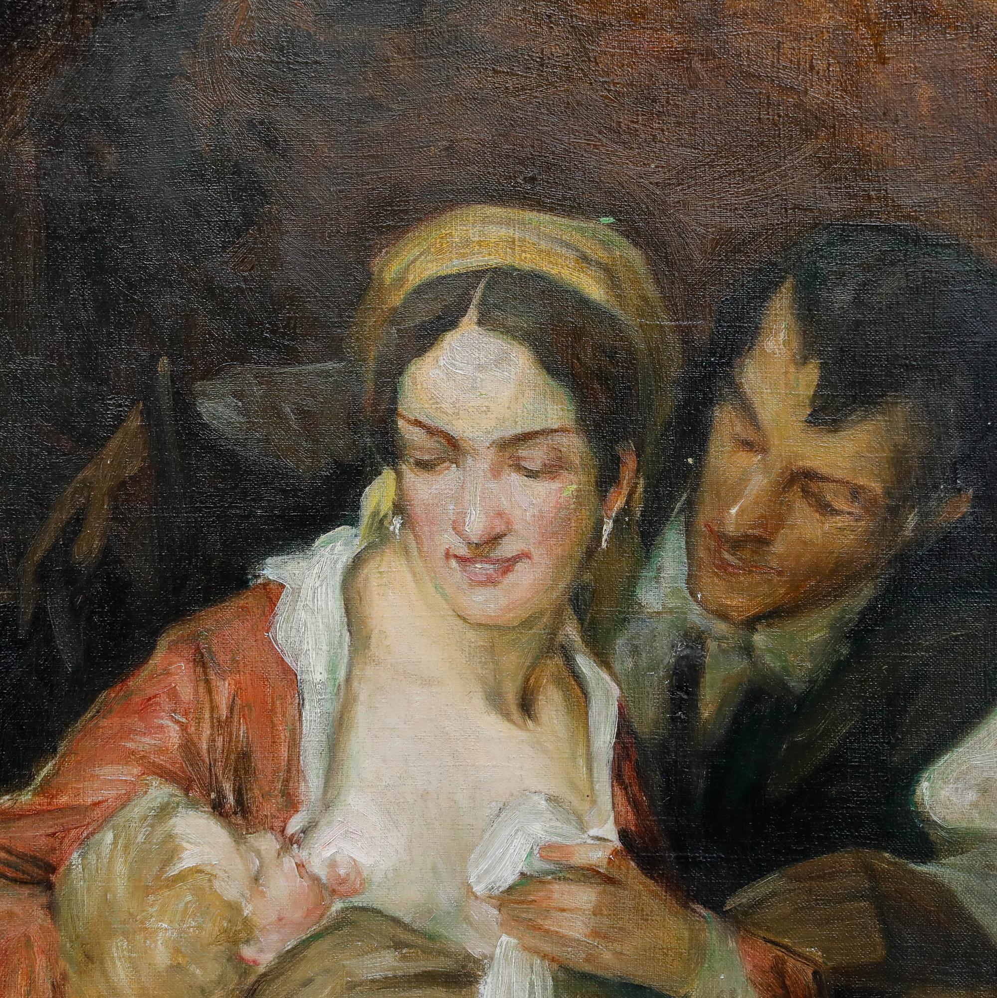 Geza Udvary (1872-1932) - Anfang 20. Jahrhundert Öl, Familiäre Liebe im Angebot 4