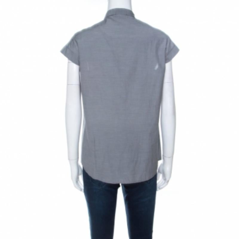 Grigio GF Ferre Camicetta con dettaglio fiocco in cotone grigio e percalle XS in vendita