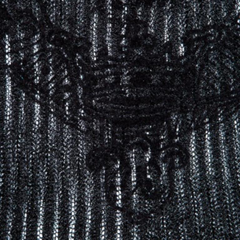 GF Ferre Metallic Black Scallop Lace Strap Detail Perforated Knit Top S in vendita 2