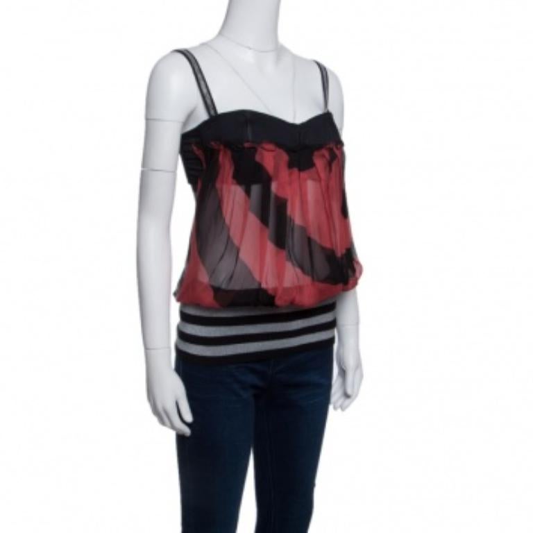 Nero GF Ferre - Top bustier senza maniche in maglia lurex a righe multicolor S in vendita