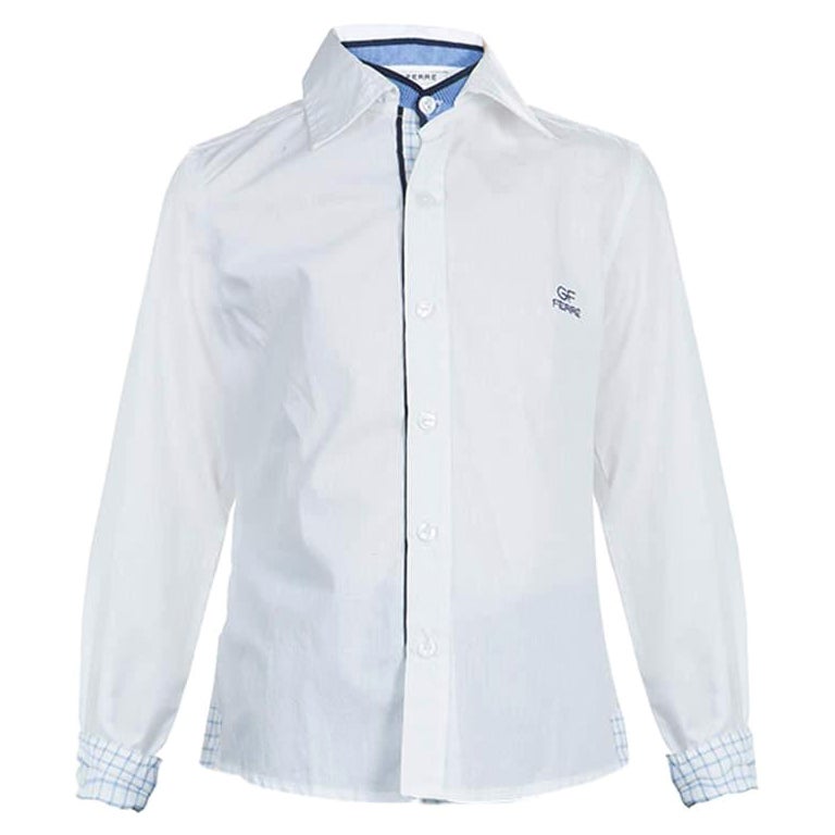 GF Ferre White Checked Detail Shirt 6 Yrs