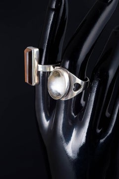 Gfab Sweden. Two modern Swedish rings in sterling silver with quartz and spinel.