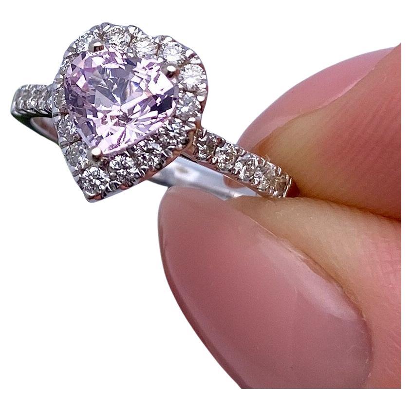 Ring GFCO 1,47 Karat natürlicher Spinell und Diamanten, 14 Karat Weißgold, 7US