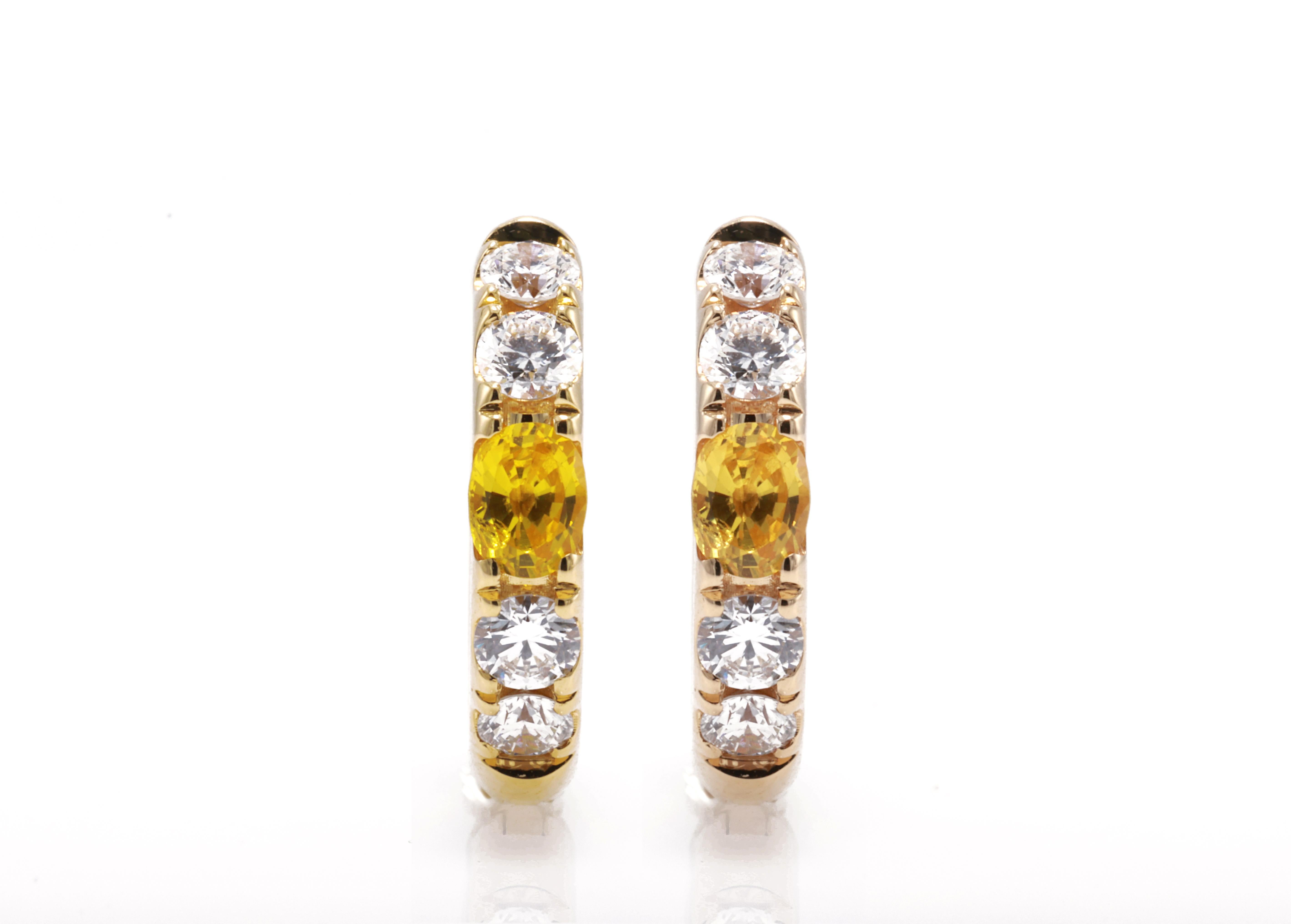 Oval Cut GFCO Certified 0.37 Carat Yellow Sapphire Earrings For Sale